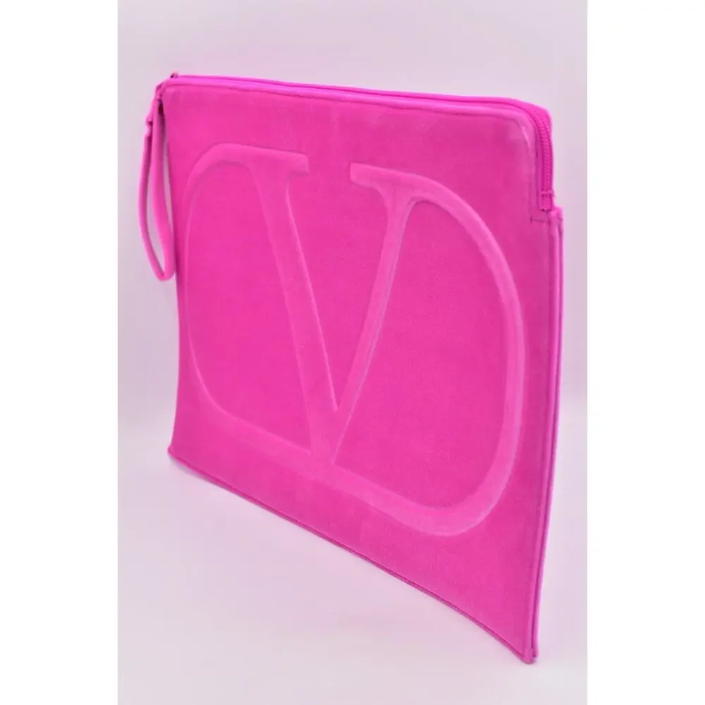Valentino Beauty Hot Pink Velvet Laptop Sleeve Case Bag GWP New 14